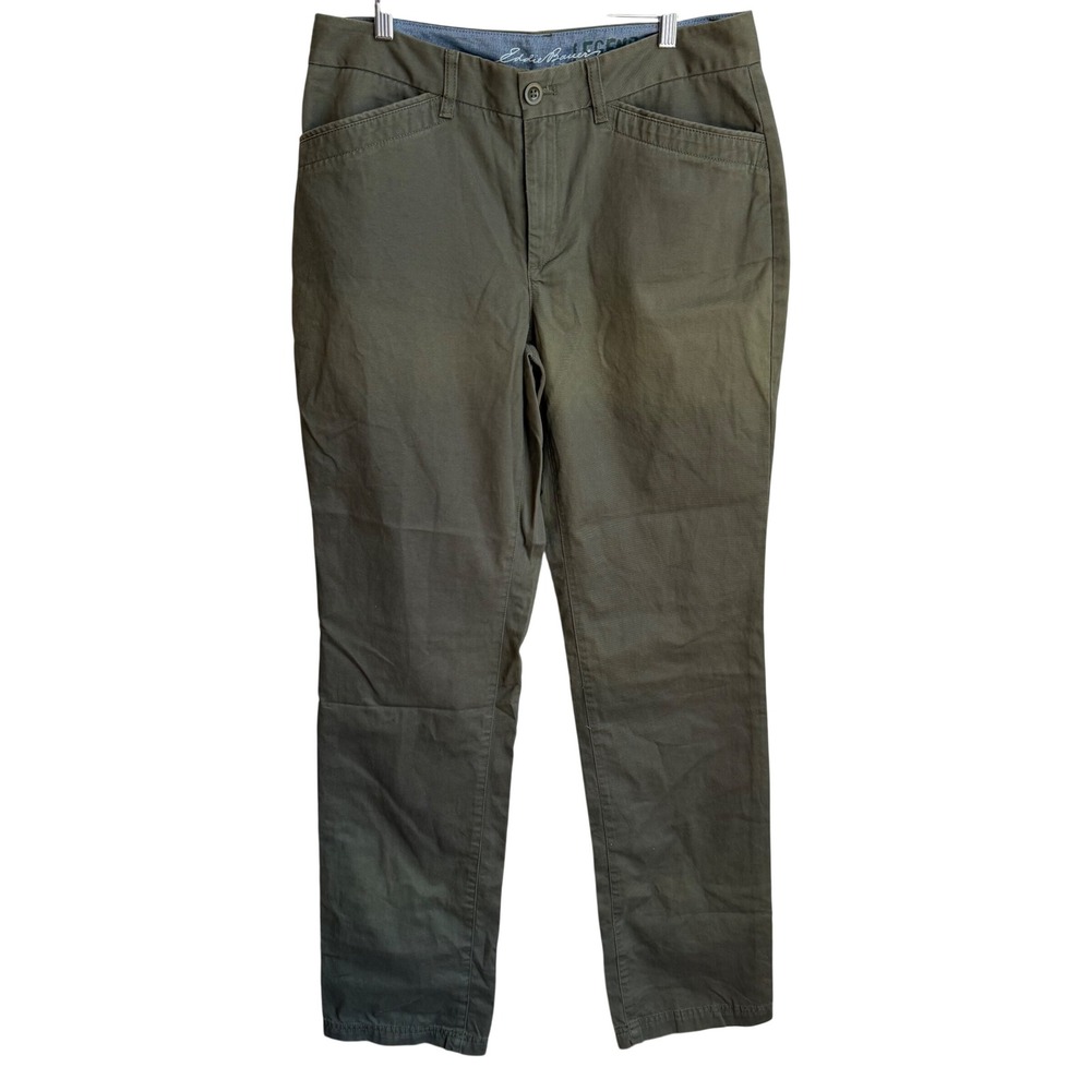 Eddie Bauer Blakely Chino Pants Womens 12 Tall Green Straight Leg Trouser NWT